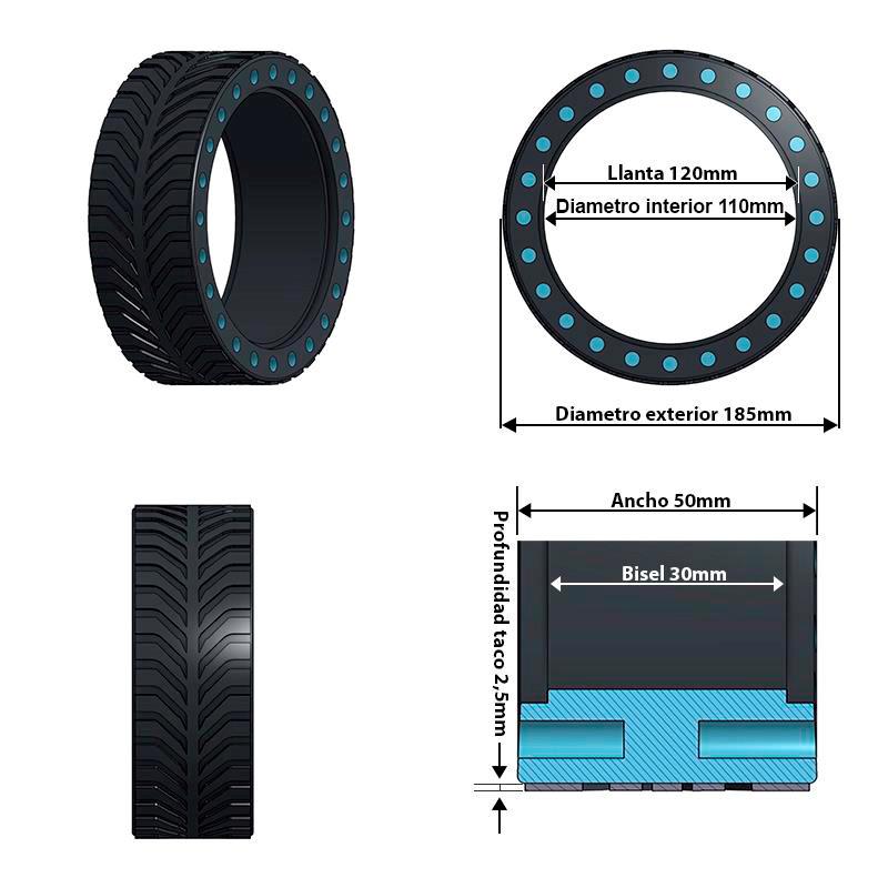 Rueda maciza perforada 8x2-5/B30 (No válido para Xiaomi)