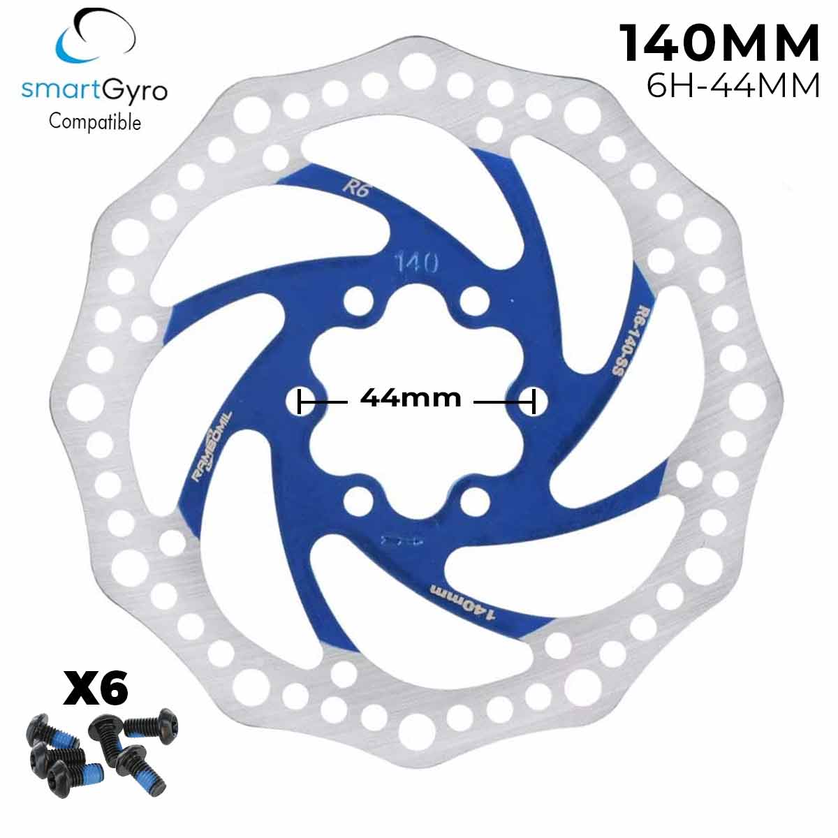 Disco de freno 140mm amarillo (Smartgyro / Kugoo y similares) - Dentado (6H -44MM)