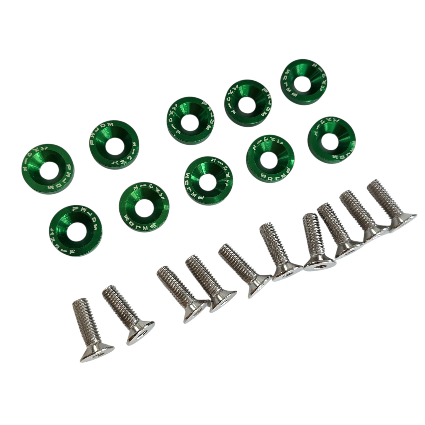Arandela de tornillo de aluminio verde (Paquete de 10 unidades)