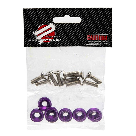 Arandela JDM violeta con tornillos M6x16 - 10uds