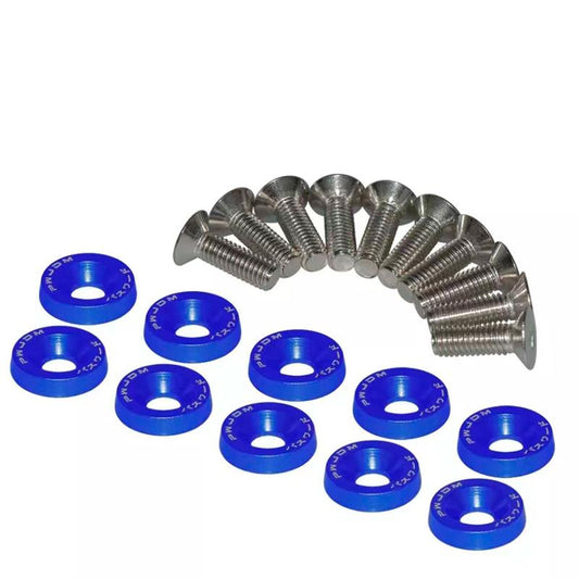 Arandela JDM azul con tornillos M6x16 - 10uds