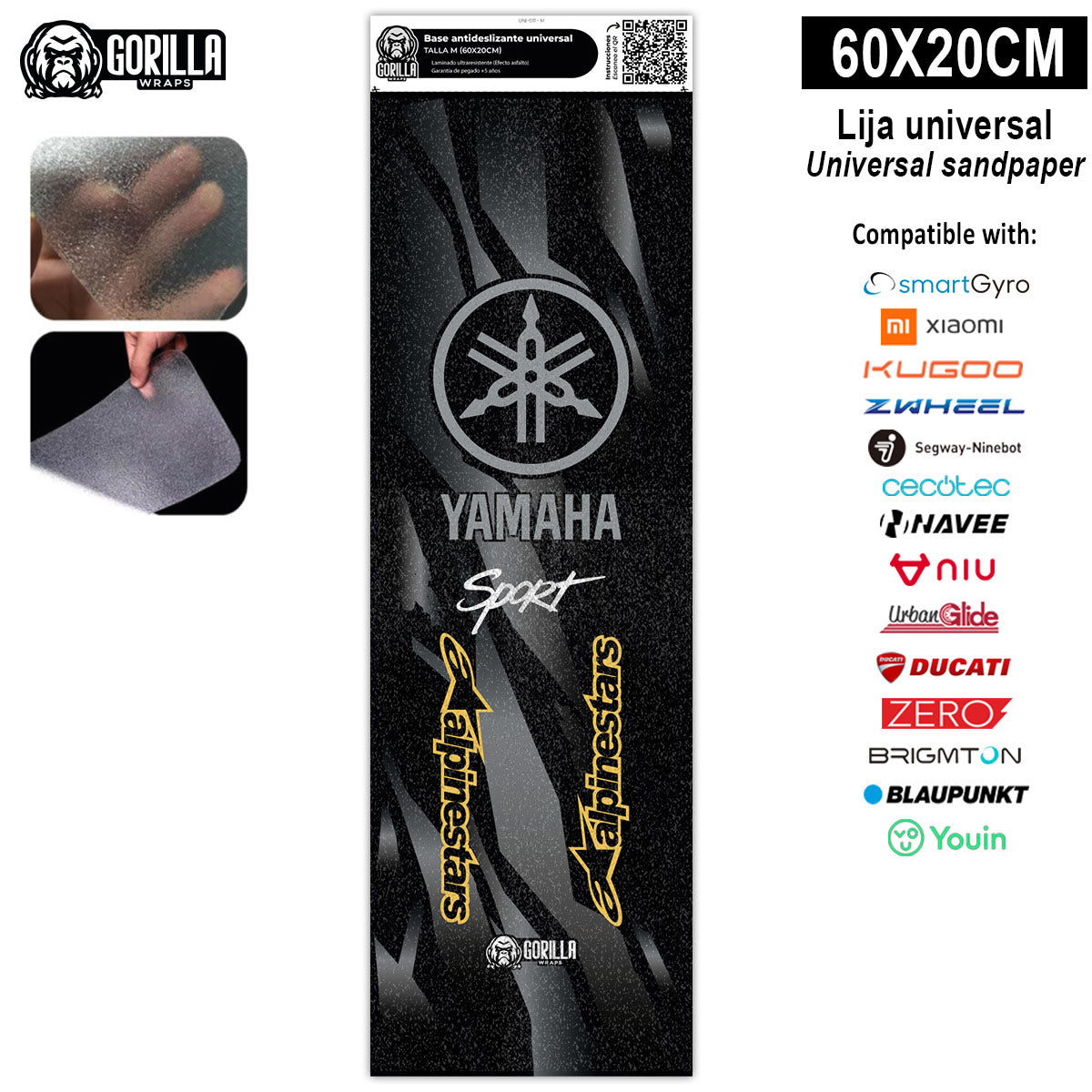 Base antideslizante universal Yamaha&Alphine - Talla M - 60x20cm (Xiaomi, Smartgyro, Kukirin, Ninebot, Niu, Kaboo, Teverun)
