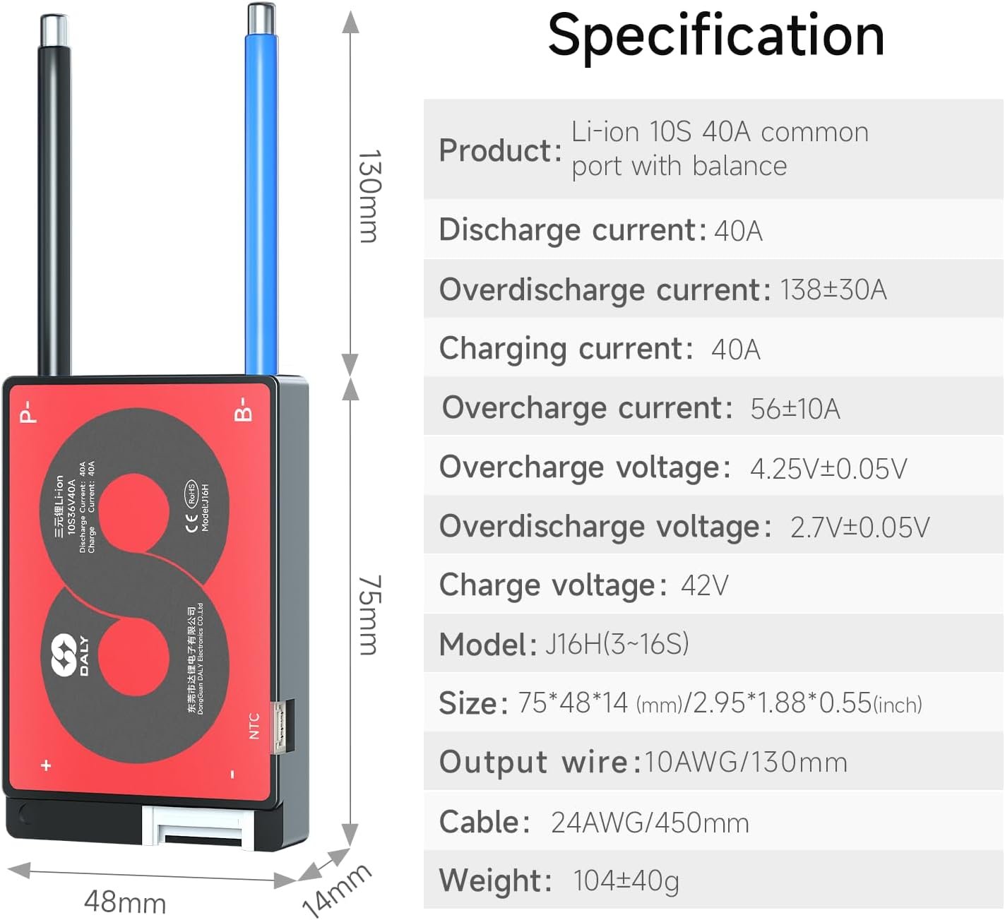 BMS 10S 36V 40A DALY - Nueva generación