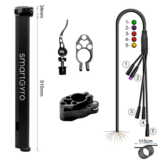Mástil con cable original Smartgyro dual Crossover - negro
