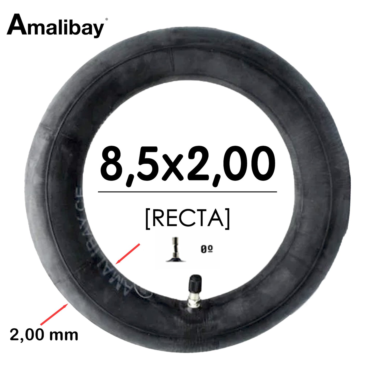 Cámara de aire 8,5x2 (válvula recta) Reforzada 120 gramos