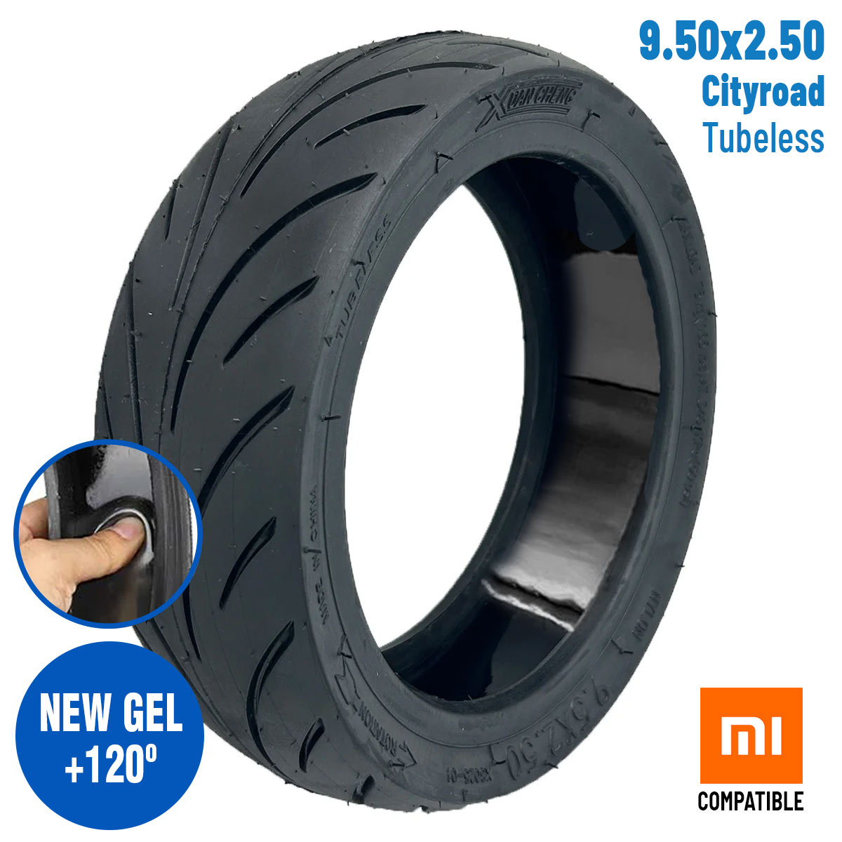 Neumático 9,5x2,50 Tubeless (Con gel antipinchazos) - Compatible con Xiaomi
