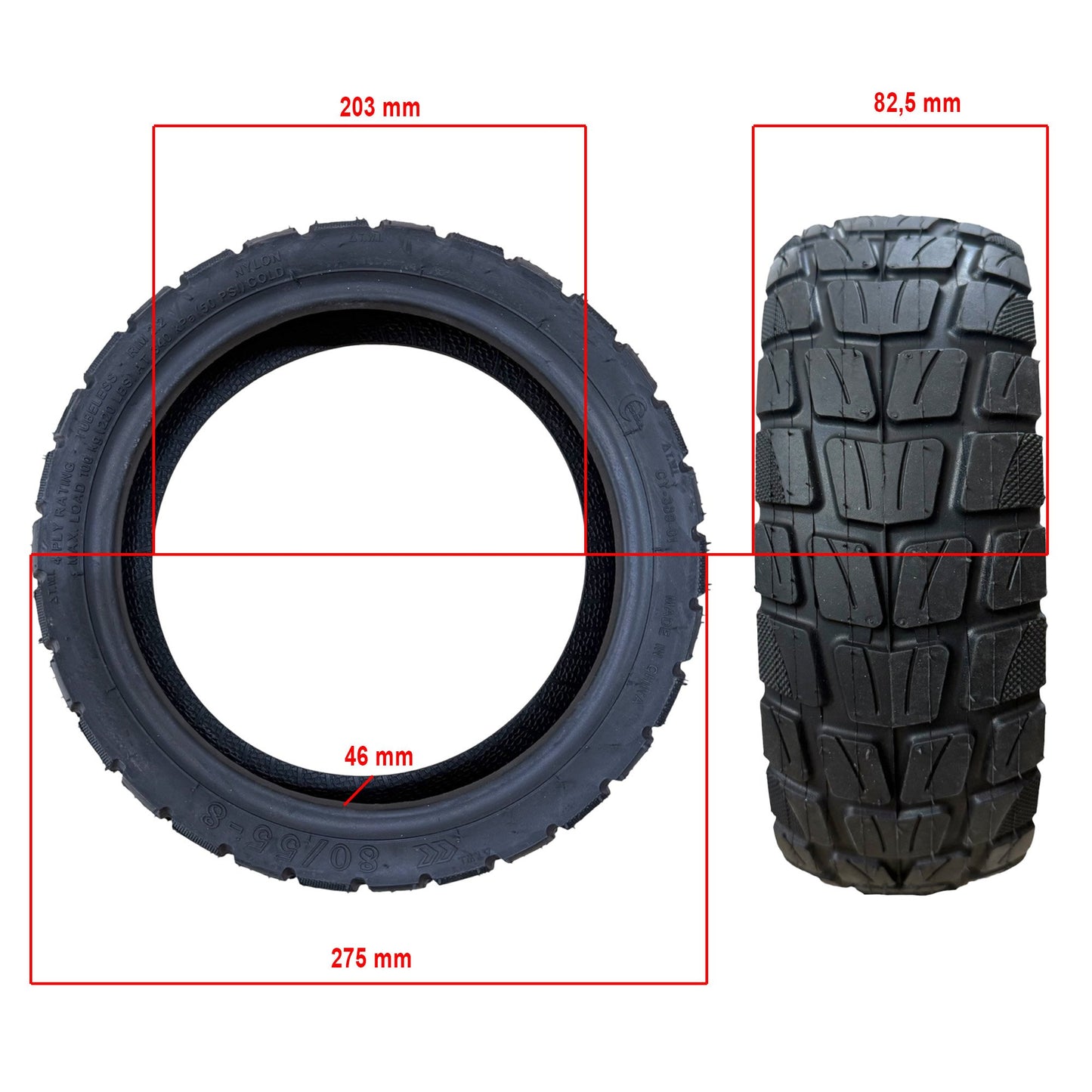 Rueda cubierta 80/55-8 Tubeless Offroad - Navee XT5