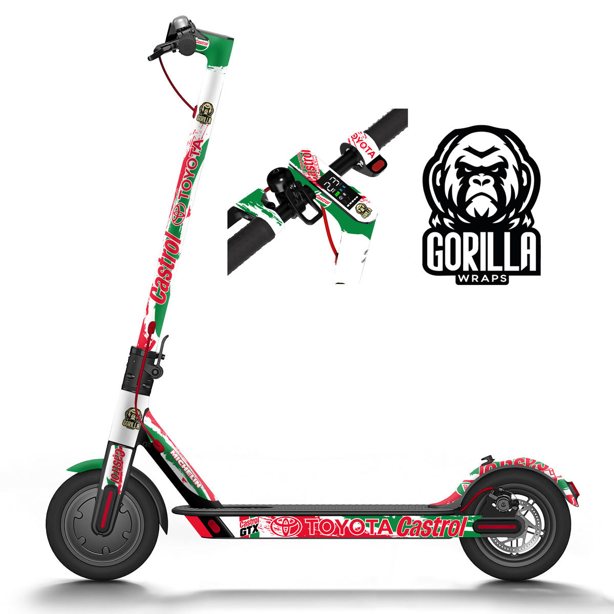 Vinilo para Xiaomi M365, 1S, PRO, PRO 2, MI3 diseño Castrol - modelo completo