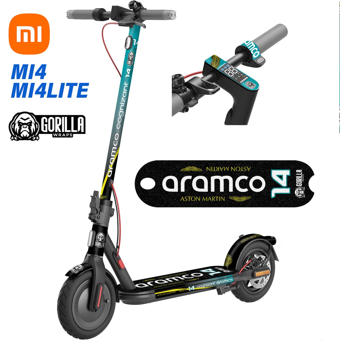 Vinilos patinete electrico con base antideslizante para Xiaomi MI4 / MI4 LITE - Aston Martin - Aramco