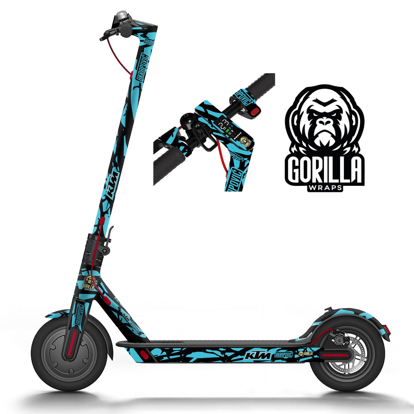 Vinilo para Xiaomi M365, 1S, PRO, PRO 2, MI3 KTM Azul turquesa - Completo