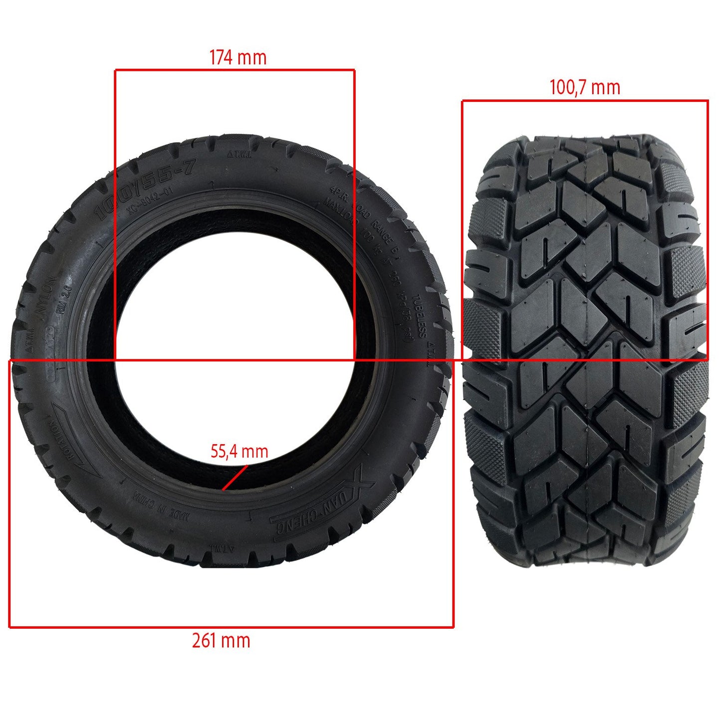 Rueda cubierta 100/55-7 Tubeless Offroad