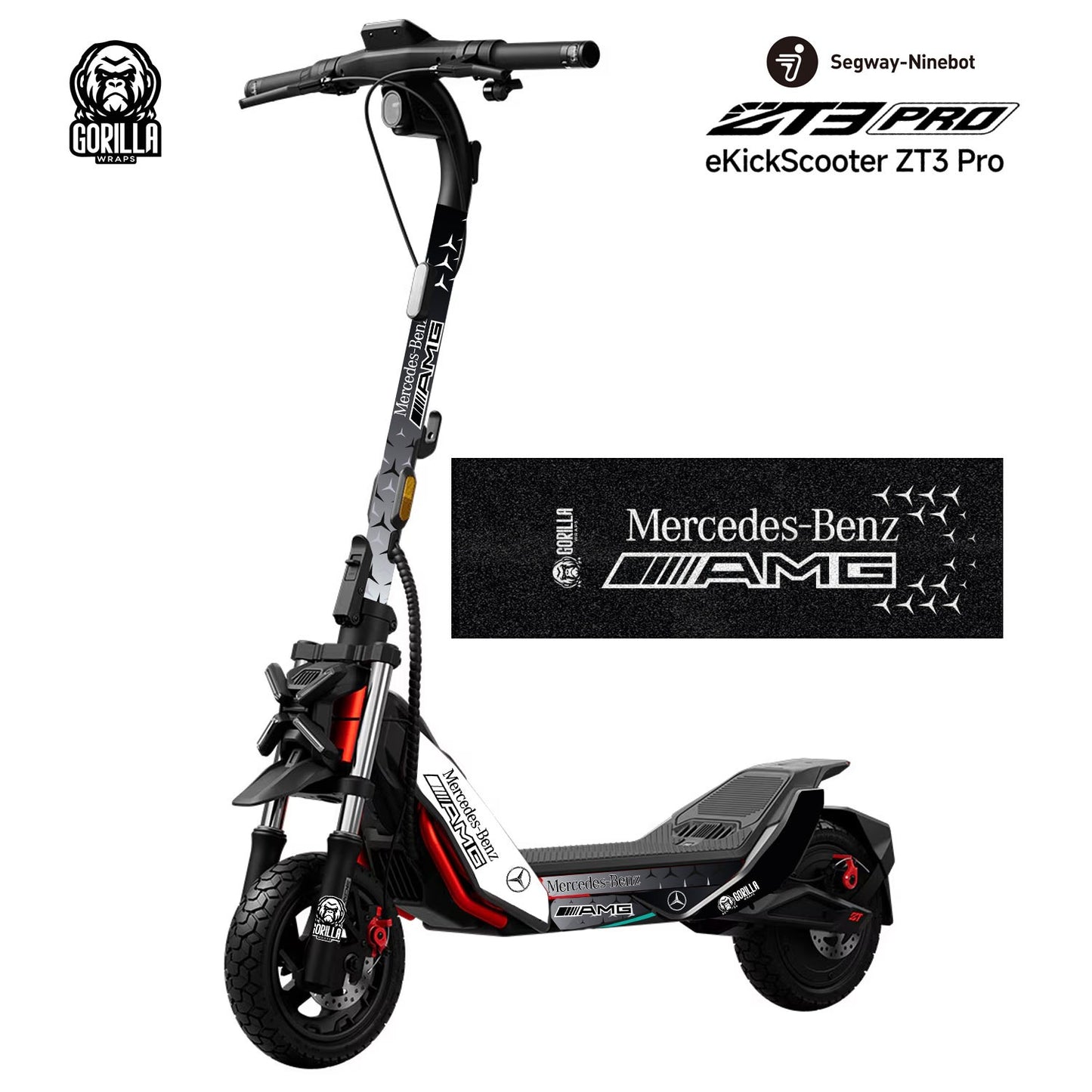 Vinilo patinete eléctico Mercedes Benz AMG con base antideslizante para Segway ZT3 Pro