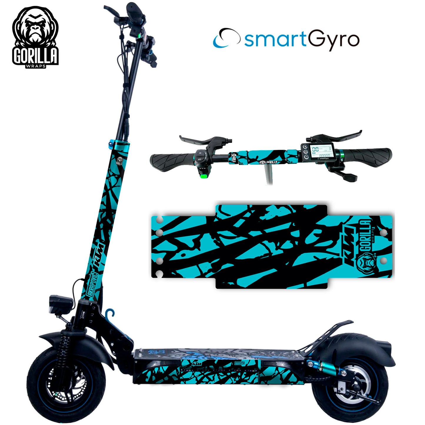 Vinilo + base antideslizante para Smartgyro Rockway, Speedway y Crossover KTM - Azul turquesa