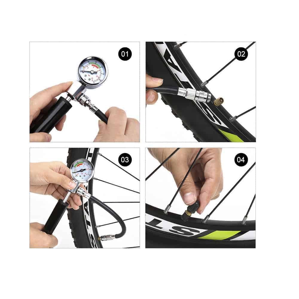 Inflador manual con barómetro