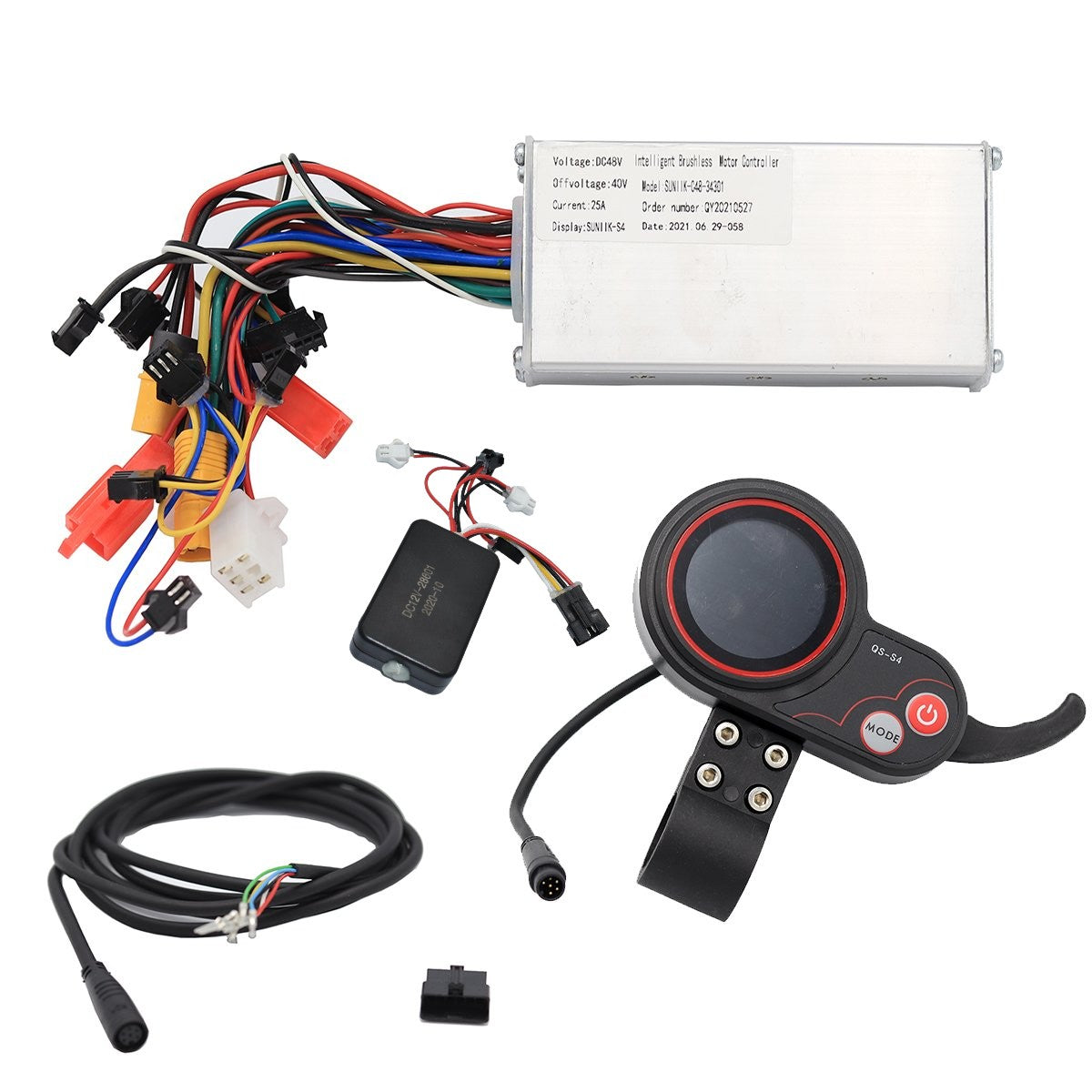 Kit electrónica genérico 48V/52V - 25A (Display QS S4 + Controladora + Cableado)