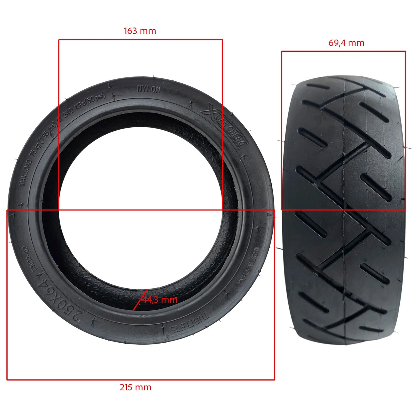 Neumático tubeless 250x64 para MI4 Ultra (Con gel antipinchazos)