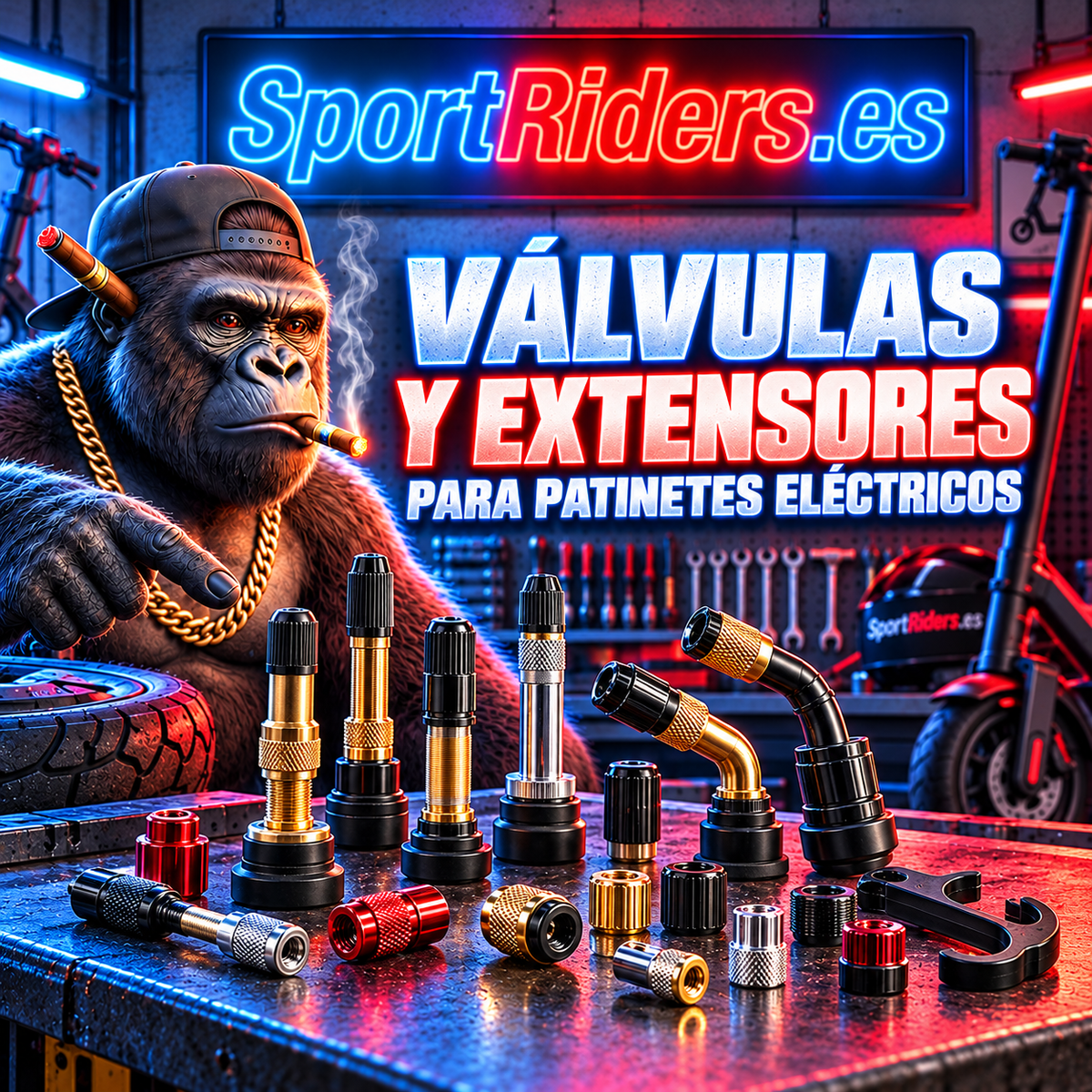 Válvulas y extensores para ruedas de patinetes eléctricos SportRiders.es