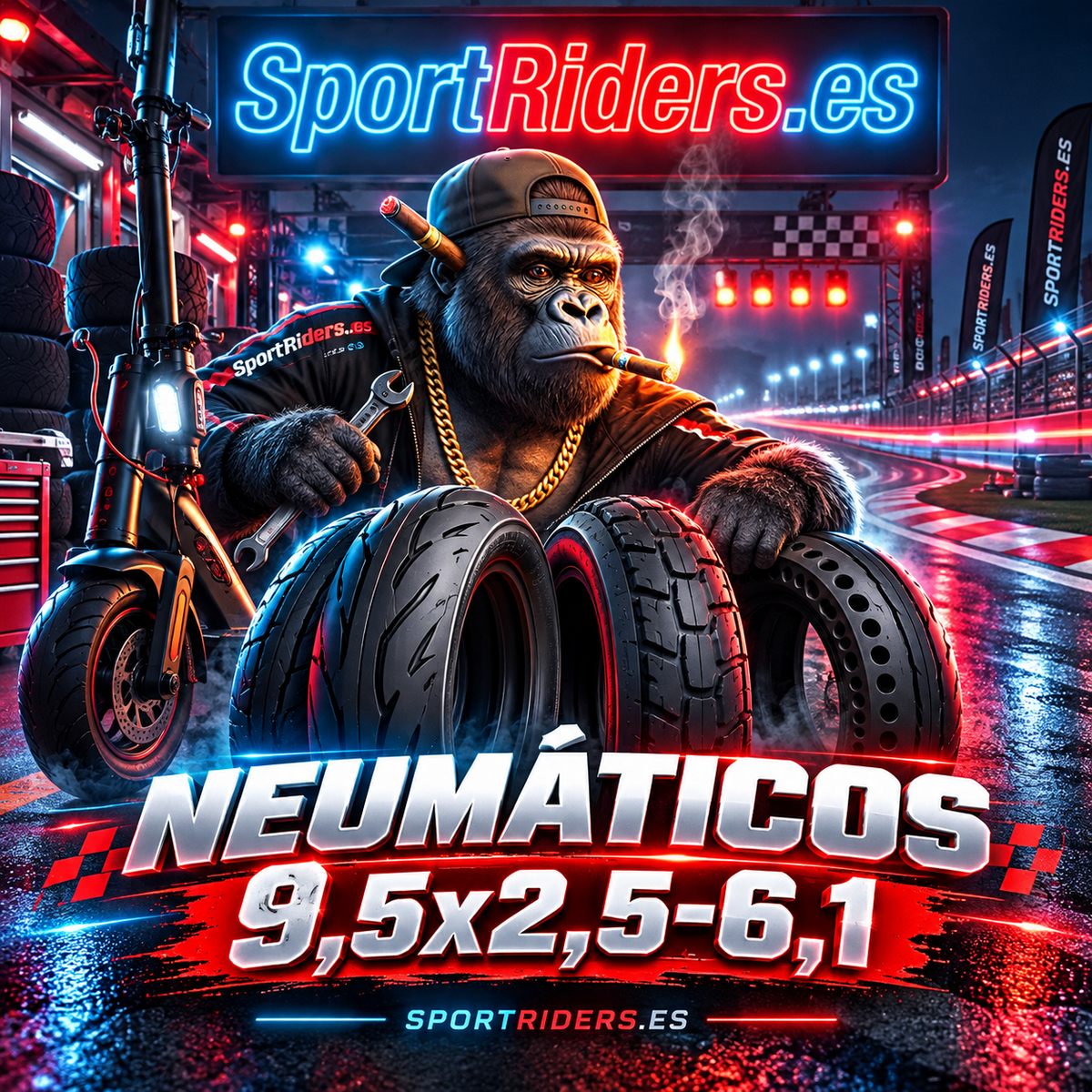Neumáticos 9,5x2,5-6,1 para patinetes eléctricos en circuito de carreras | SportRiders.es