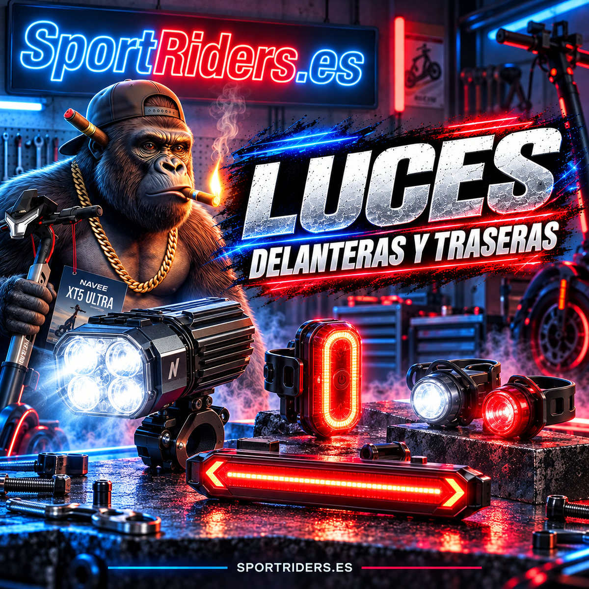 Luces delanteras y traseras | SportRiders.es - Accesorios y repuestos para patinetes eléctricos