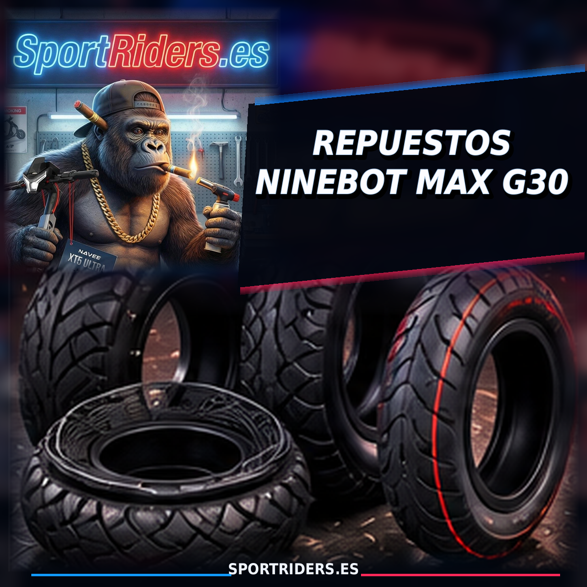 Repuestos Ninebot Max G30 | Colección de repuestos para patinetes eléctricos SportRiders.es