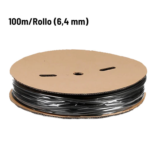 Tubo termorretráctil con adhesivo interno (doble pared) negro de 100 metros - 1 ROLLO 3:1 (6.4 milímetros)