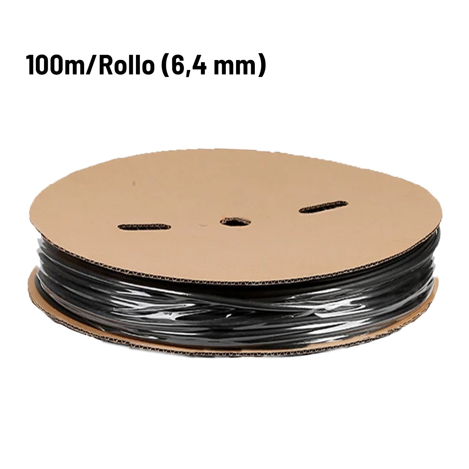 Tubo termorretráctil adhesivo de doble pared negro de 100 m - 1 rollo 3:1 (6,4 mm)