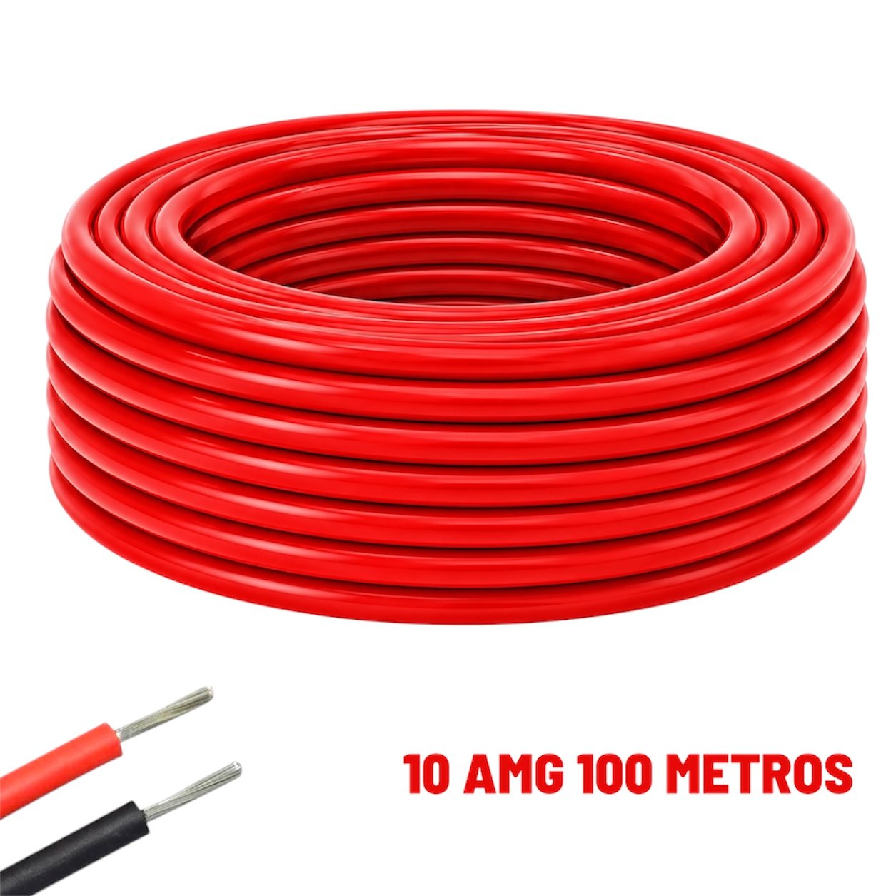 Cable eléctrico Silicona Flexible 10 AWG (Rojo) 100 Metros