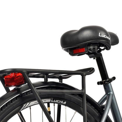 Bicicleta eléctrica urbana Antares gris 700C con marco de aluminio y frenos de disco