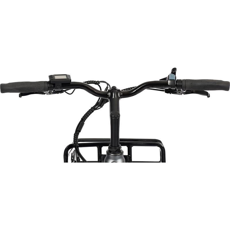 Bicicleta eléctrica urbana Antares gris 700C con marco de aluminio y frenos de disco