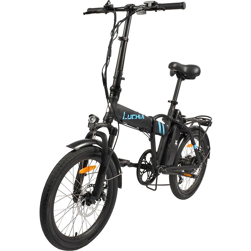 Bicicleta eléctrica plegable Sirio negra 20" con frenos de disco