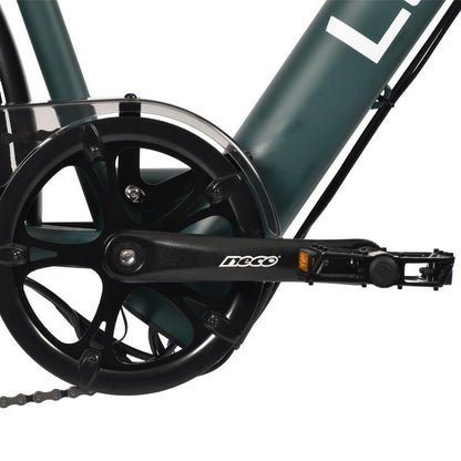 Bicicleta eléctrica de carretera Atria azul claro 700c con marco de acero y frenos de disco