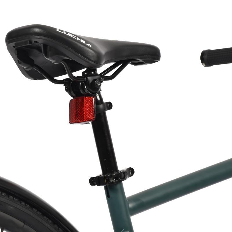 Bicicleta eléctrica de carretera Atria verde 700c con marco de acero y frenos de disco
