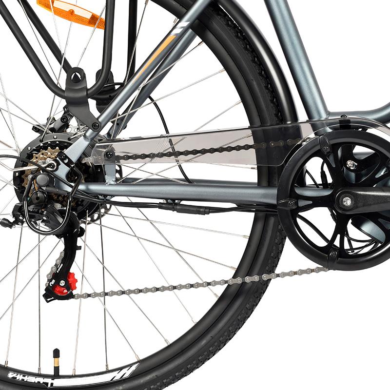 Bicicleta eléctrica urbana Antares azul 700C con marco de aluminio y frenos de disco