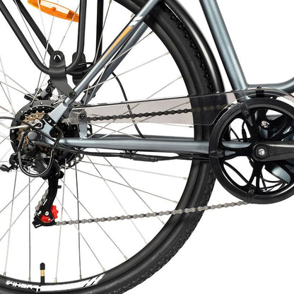 Bicicleta eléctrica urbana Antares azul 700C con marco de aluminio y frenos de disco
