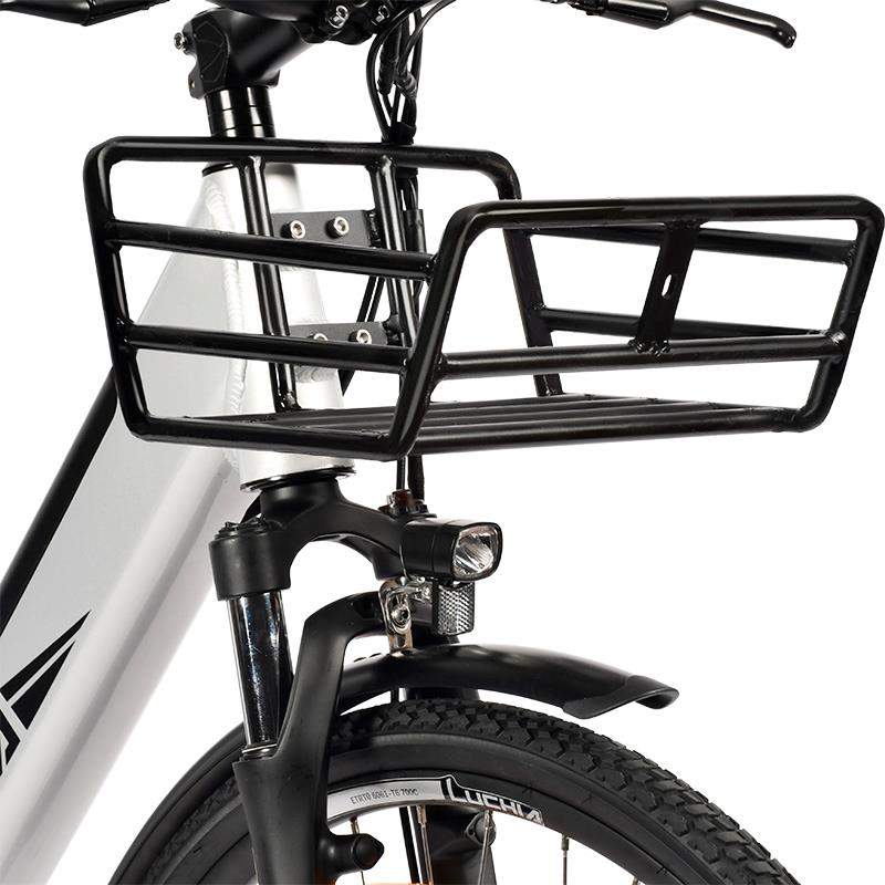 Bicicleta eléctrica urbana Arturo plata 700C con marco de aluminio y frenos de disco