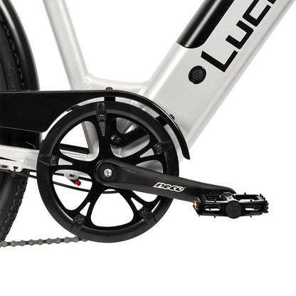 Bicicleta eléctrica urbana Arturo plata 700C con marco de aluminio y frenos de disco
