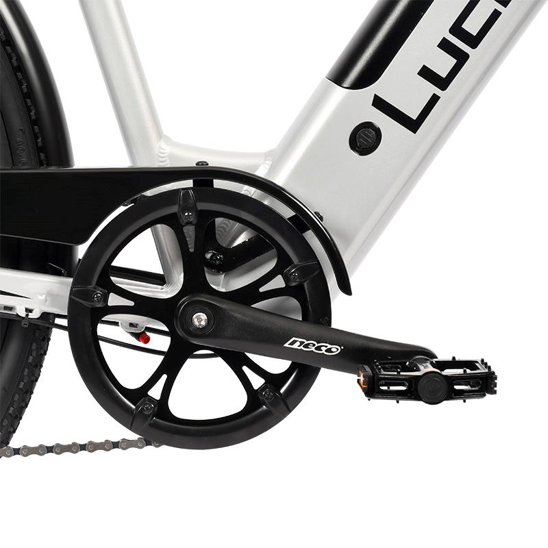 Bicicleta eléctrica urbana Arturo verde 700C con marco de aluminio y frenos de disco