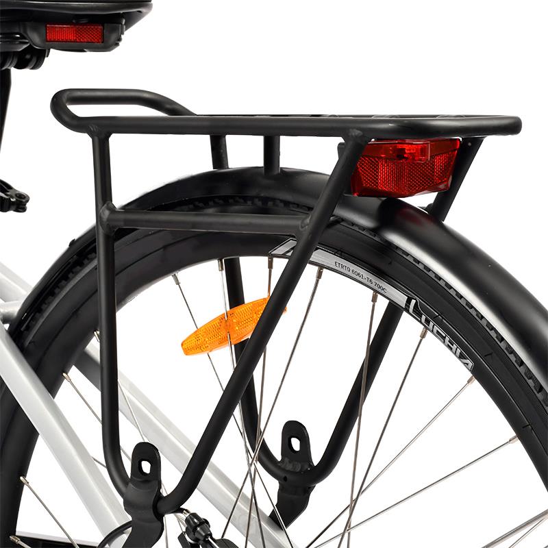 Bicicleta eléctrica urbana Arturo verde 700C con marco de aluminio y frenos de disco