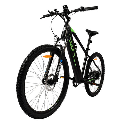 Bicicleta eléctrica MTB Spica verde 27,5" con frenos hidráulicos