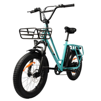 Fat ebike eléctrica tauro azul 20" con frenos de disco