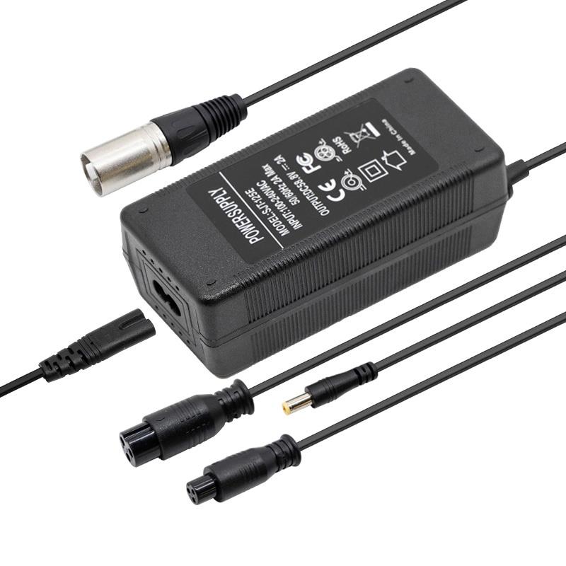 Cargador 52V (salida 58,8v) 2A con conectores DC/GX16/GX12/XLR