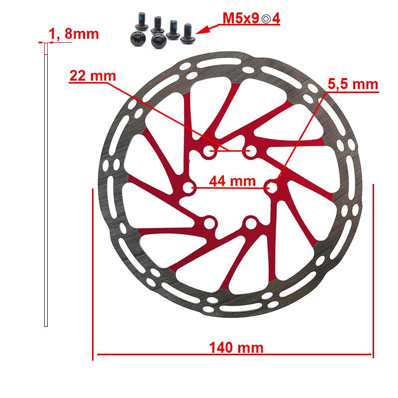 Disco de freno EWD002 140mm 6H rojo