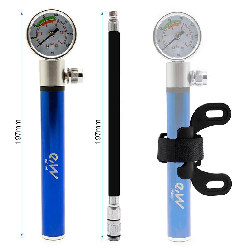 Inflador manual con manómetro EWAP-006 azul