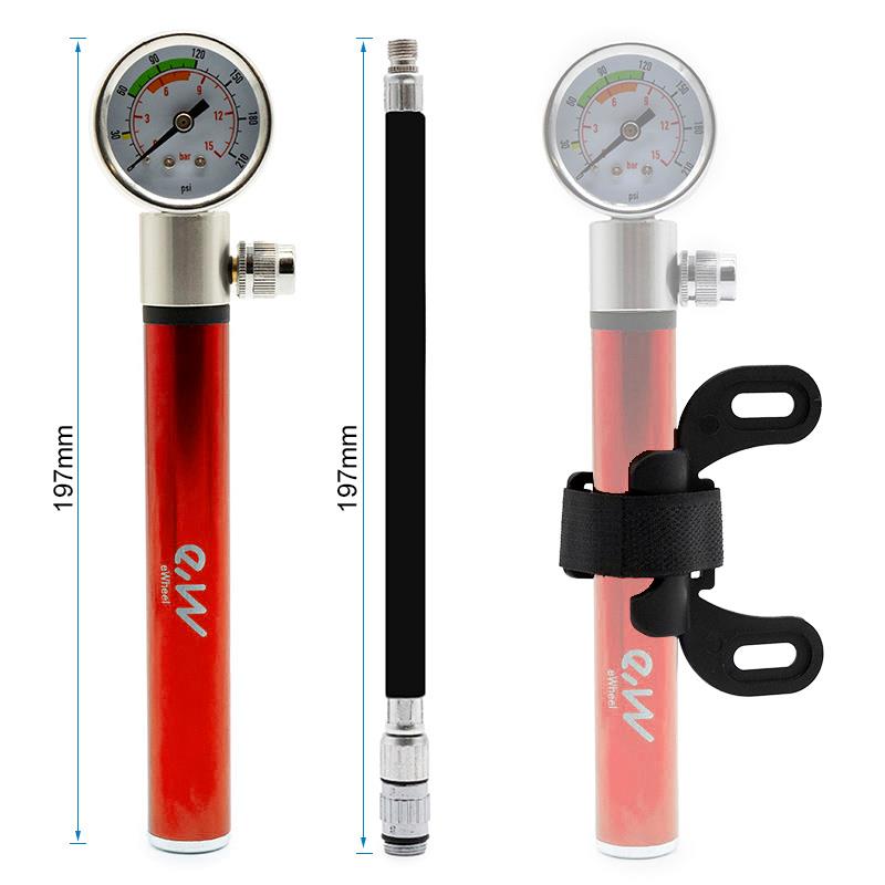 Inflador manual con manómetro EWAP-006 rojo