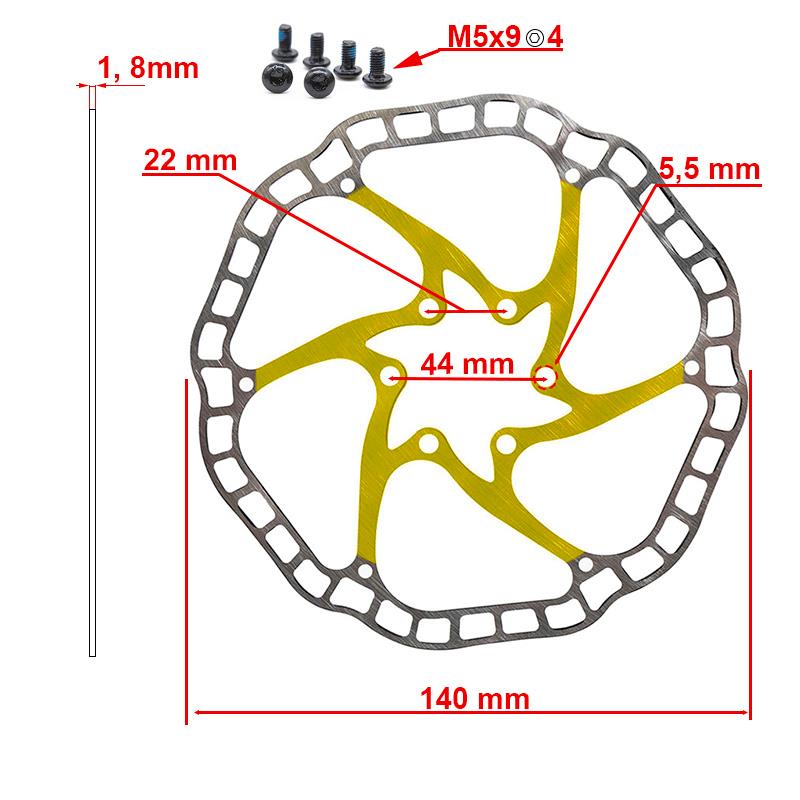 Disco de freno EWD001 140mm 6H amarillo