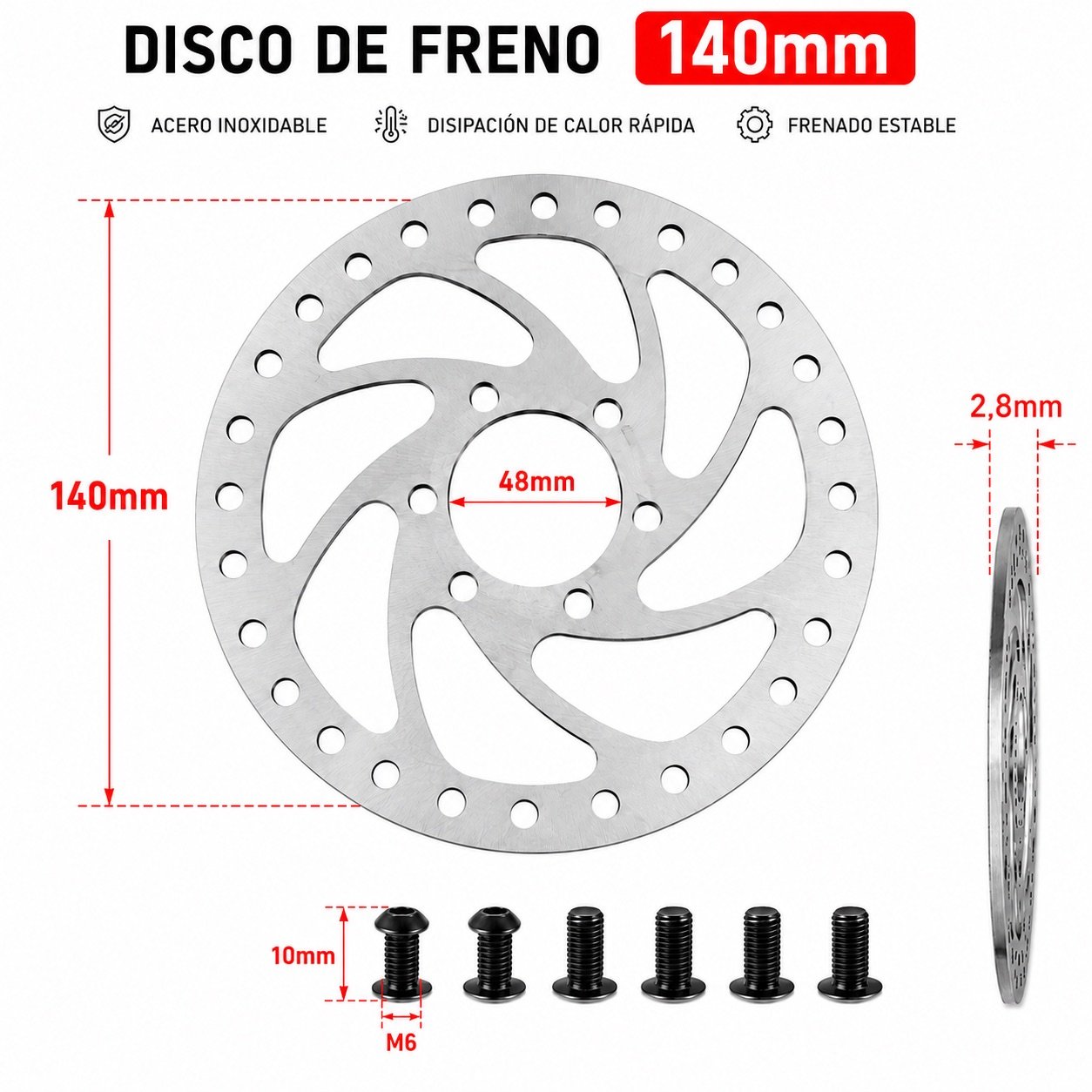 Disco de Freno 140MM Interior Redondo 2,8MM Grosor