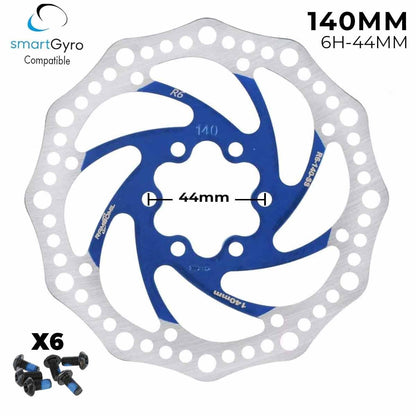 Disco de freno 140mm azul (Smartgyro / Kugoo y similares) - Dentado (6H -44MM)