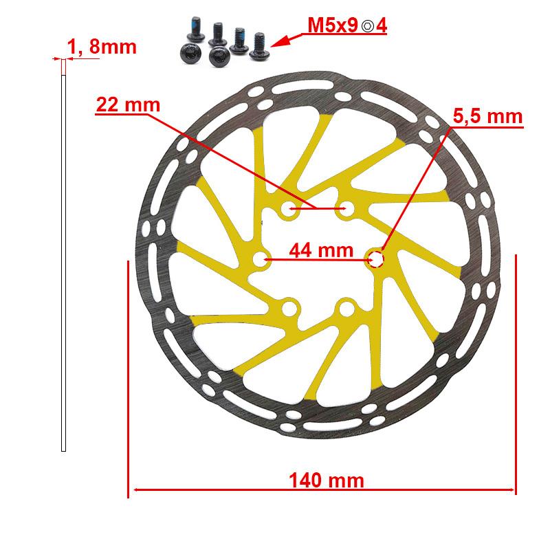Disco de freno EWD002 140mm 6H amarillo