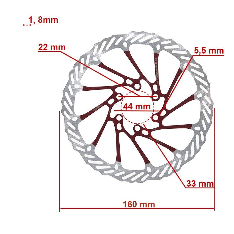 Disco de freno G3 160mm 6H rojo