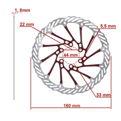 Disco de freno G3 160mm 6H rojo